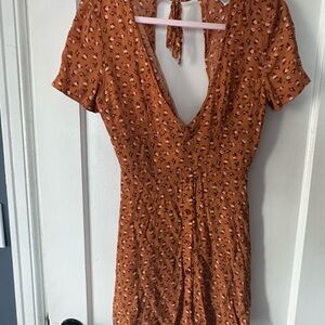 Forever 21 Orange Floral Backless Dress